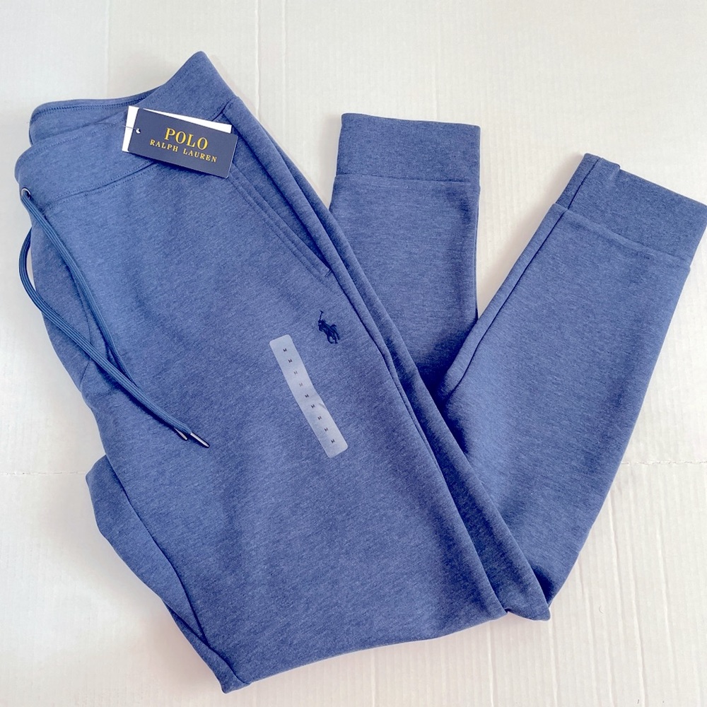 Polo Ralph Lauren Double Knit Tech Fleece Jogger Track Sweat Pants blue heather